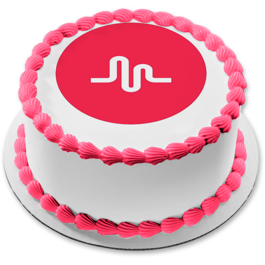 Musica.Ly Logo with a Red Background Edible Cake Topper Image ABPID01551