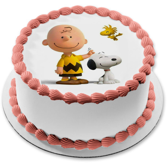 Peanuts Charlie Brown Snoopy and Woodstock Edible Cake Topper Image ABPID01564