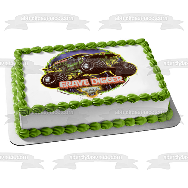 Grave Digger Monster Jam Monster Truck Edible Cake Topper Image ABPID01592