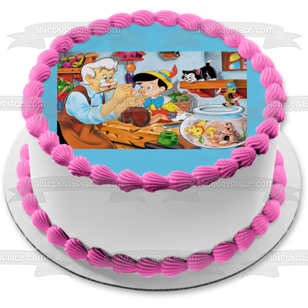 Pinocchio  Jiminy Cricket Mister Geppetto and Cleo Edible Cake Topper Image ABPID01631