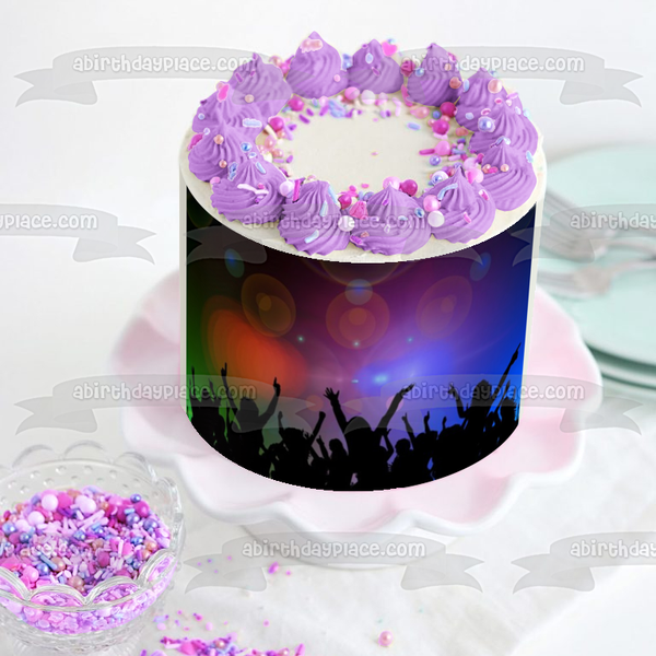 Dance Party Dancing Silhouettes and a Colorful Background Edible Cake Topper Image ABPID01724