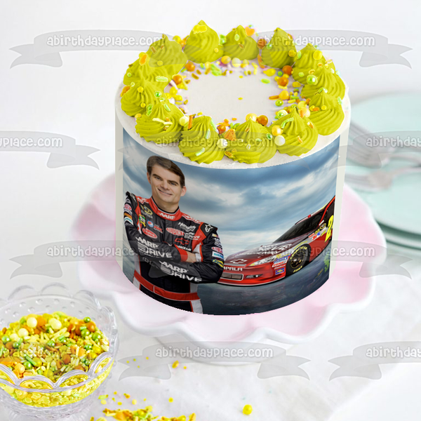 Nascar Jeff Gordon Race Car Clouds Background Edible Cake Topper Image ABPID01738