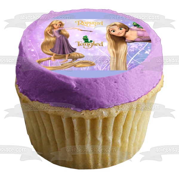 Tangled Rapunzel Flowers and Pascal Edible Cake Topper Image ABPID01745