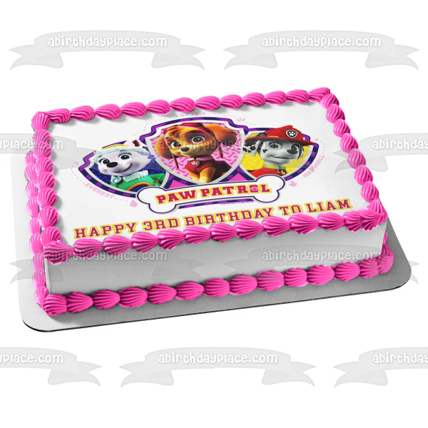 Paw Patrol Logo Everest Skye and Marshall Edible Cake Topper Image ABPID01748