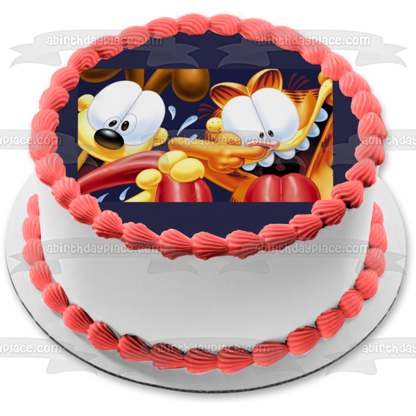 Garfield and Odie Silly Faces Photobooth Edible Cake Topper Image ABPID01835