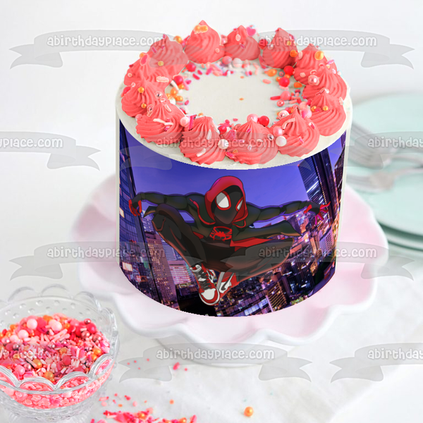 Spider-Man Into the Spider-Verse Miles Morales Edible Cake Topper Image ABPID01849