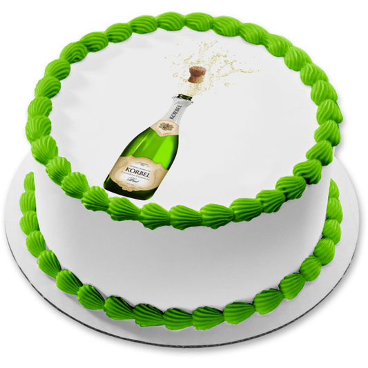 Botella de champán Korbel California con adorno comestible para tarta de corcho pop Imagen ABPID01862 
