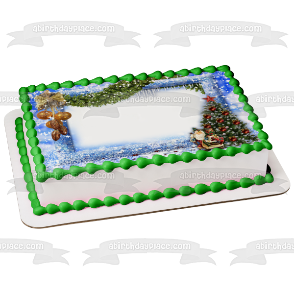 Merry Christmas Customizable Photo Frame Edible Cake Topper Image Frame ABPID55149