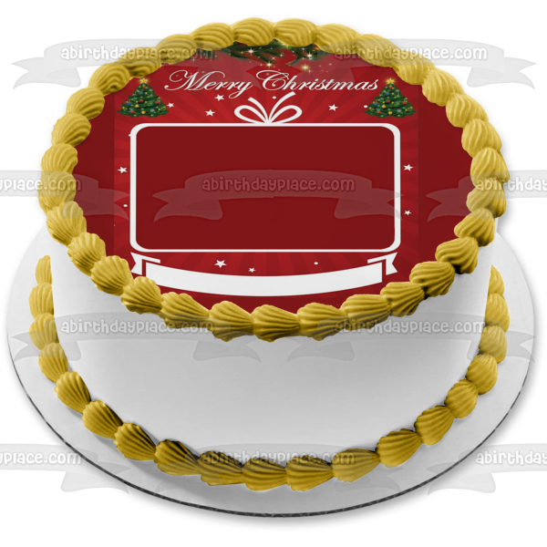 Merry Christmas Customizable Photo Frame Edible Cake Topper Image Frame ABPID55143