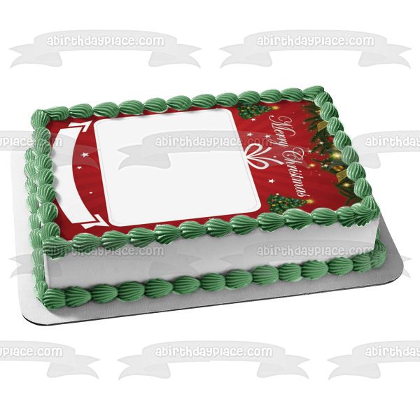 Merry Christmas Customizable Photo Frame Edible Cake Topper Image Frame ABPID55143