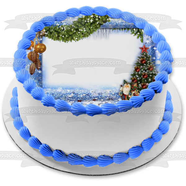 Merry Christmas Customizable Photo Frame Edible Cake Topper Image Frame ABPID55149