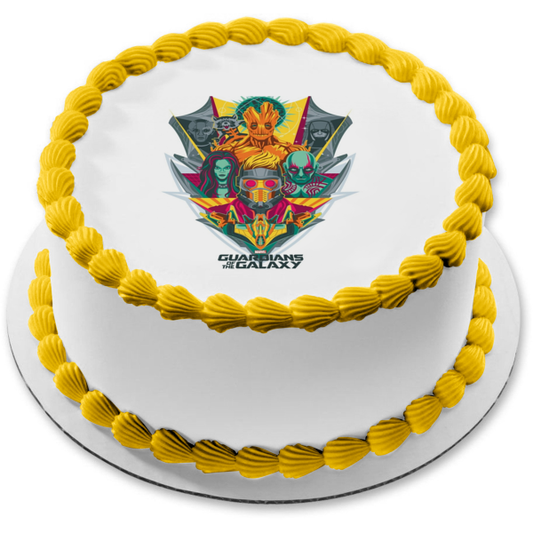 Guardians of the Galaxy Nebula Groot and Gamora Edible Cake Topper Image ABPID01888