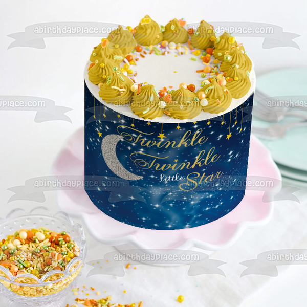 Twinkle Twinkle Little Star Starry Night Sky Edible Cake Topper Image ABPID02022