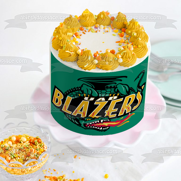 Uab Blazers Logo Dragon Breathing Fire Edible Cake Topper Image ABPID03175