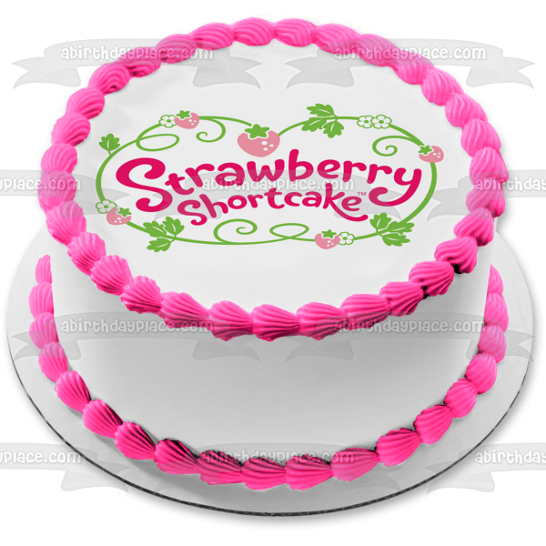 Strawberry Shortcake Cartoon Logo Plants and Flowers Edible Cake Topper Image ABPID03180