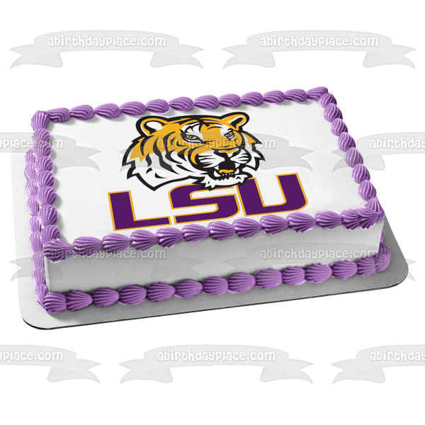 Louisiana State University Tigers Logo Edible Cake Topper Image ABPID03183
