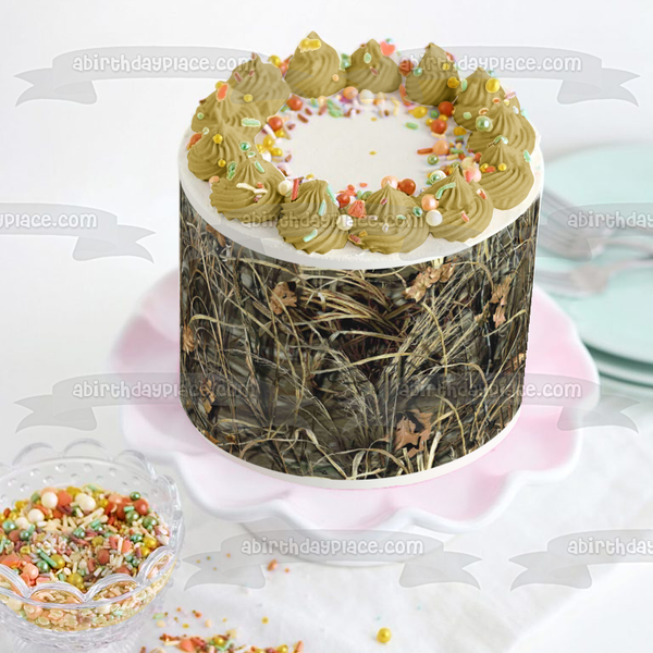 Camouflage Tree and Leaves Camo Edible Cake Topper Image ABPID03307