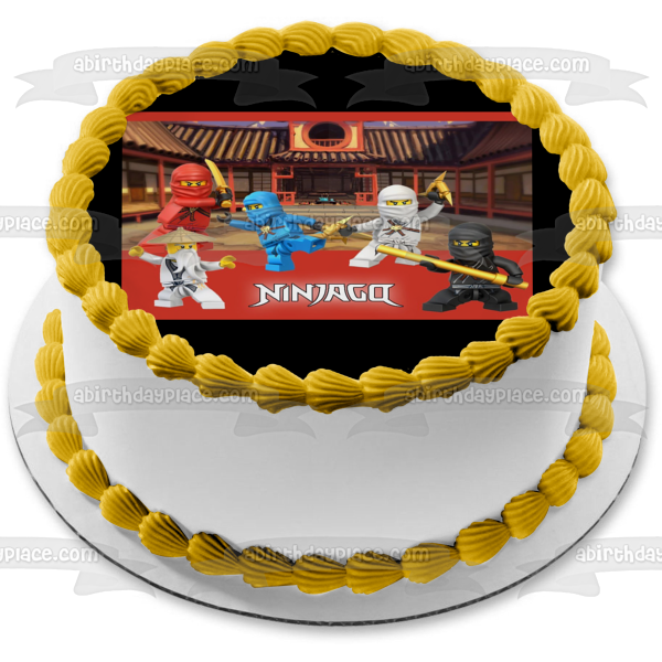 LEGO Ninjago Ninjas Master Wu Kai Cole Zane and Jay Edible Cake Topper Image ABPID03333