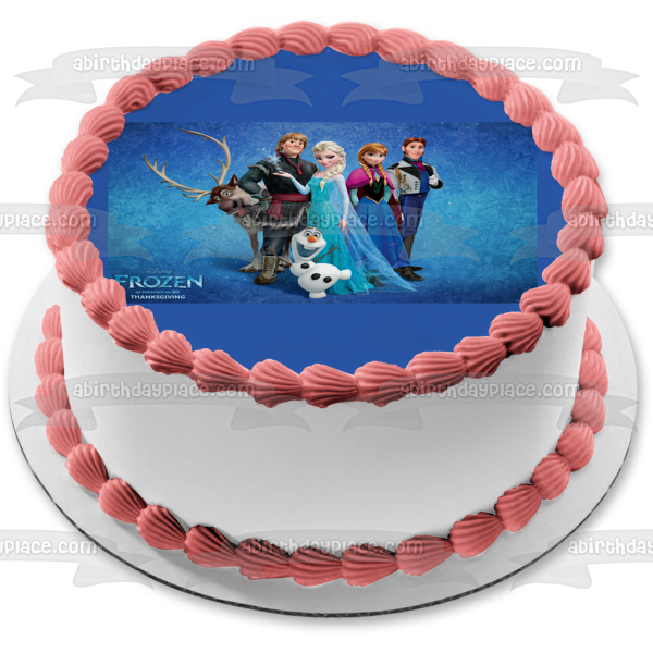 Frozen Anna Elsa Hans Olaf and Kristoff Edible Cake Topper Image ABPID03267