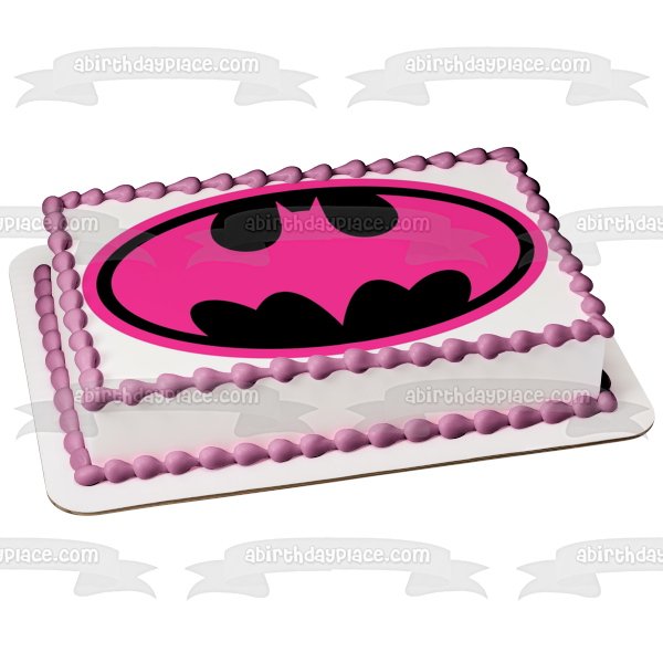 Batgirl Logo Pink Gotham City Edible Cake Topper Image ABPID03335