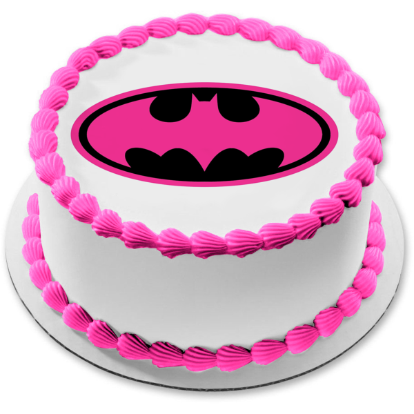 Batgirl Logo Pink Gotham City Edible Cake Topper Image ABPID03335