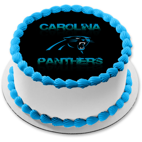 Carolina Panthers Dark Logo Sports Edible Cake Topper Image ABPID03273