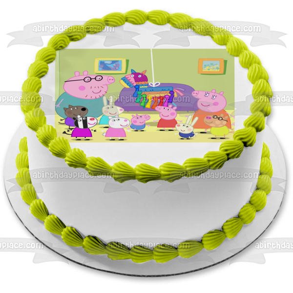 Peppa Pig Mummy Daddy George and a Pinata Edible Cake Topper Image ABPID03295