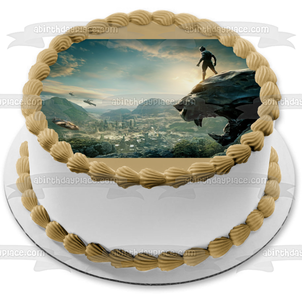 Black Panther T'Challa and Wakanda Edible Cake Topper Image ABPID03374