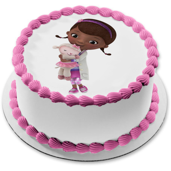 Doc McStuffins Hugging and Lambie Edible Cake Topper Image ABPID03377