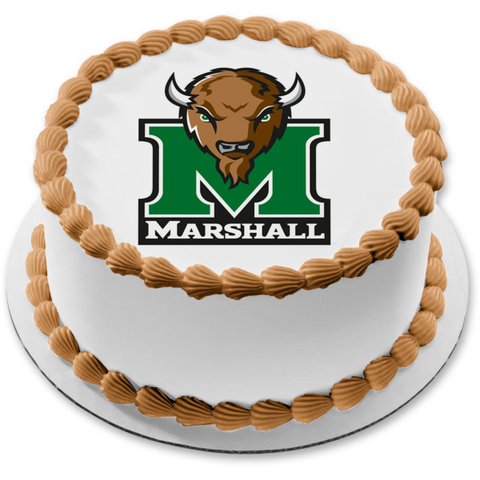 Marshall University Thundering Herd Logo Sports with a  Buffalo Edible Cake Topper Image ABPID03385