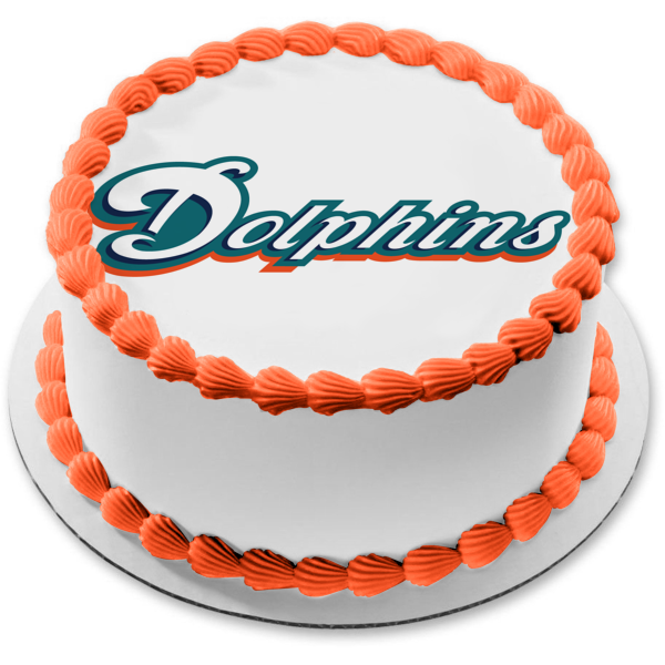 Miami Dolphins Logo NFL Sports Edible Cake Topper Image ABPID03524