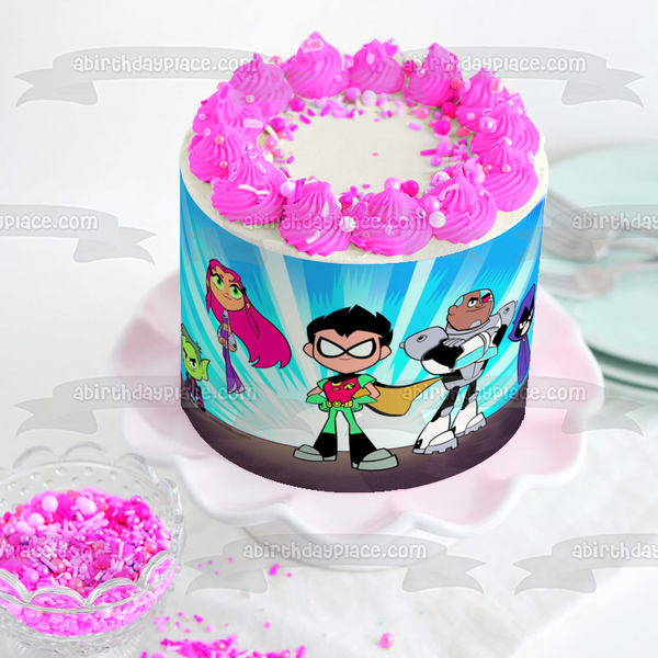 Teen Titans Go Beast Boy Starfire Robin Cyborg Raven Edible Cake Topper Image ABPID03557