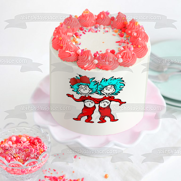 Dr. Seuss Thing 1 and Thing 2 The Cat in the Hat Edible Cake Topper Image ABPID03413
