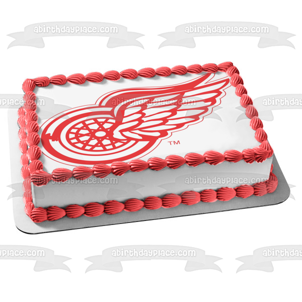 Detroit Red Wings Logo NHL Sports Edible Cake Topper Image ABPID03566
