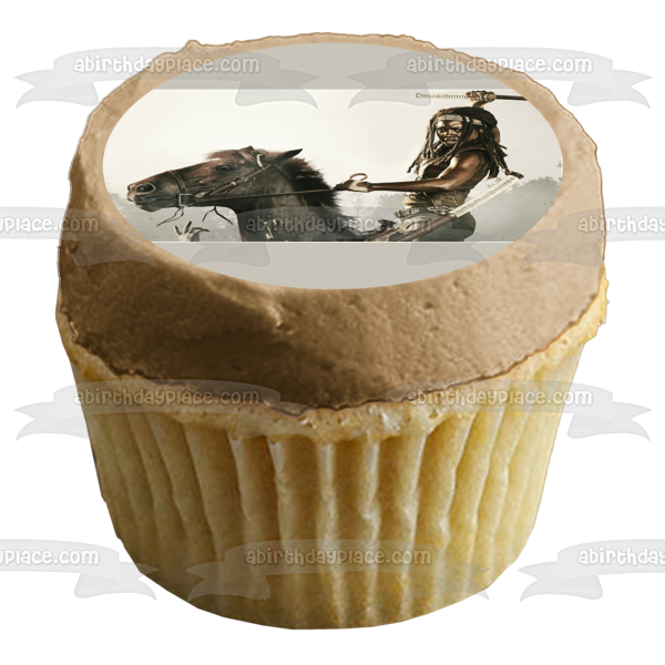 The Walking Dead Michonne Katana and Her Horse Edible Cake Topper Image ABPID03428