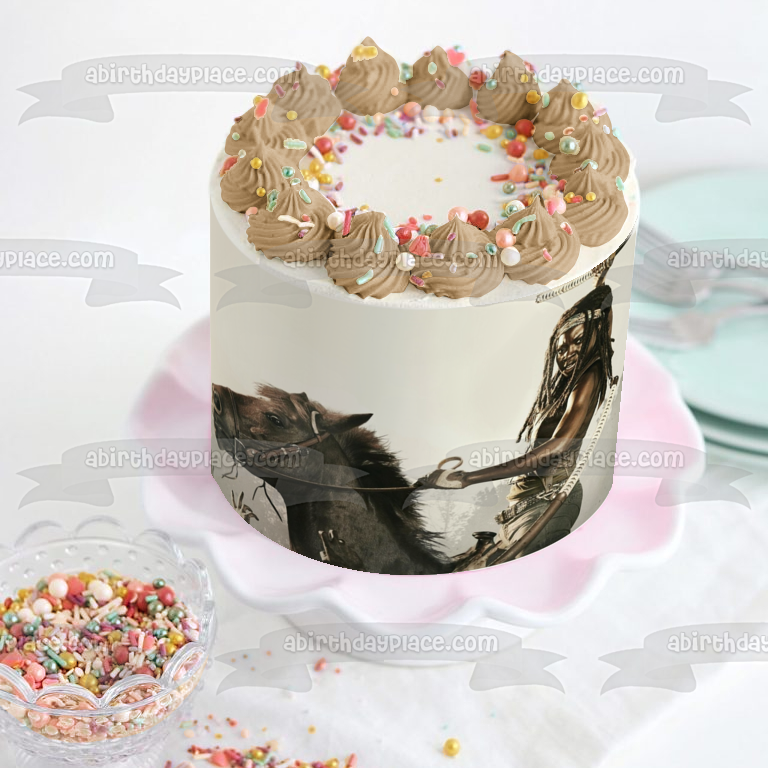 The Walking Dead Michonne Katana and Her Horse Edible Cake Topper Image ABPID03428