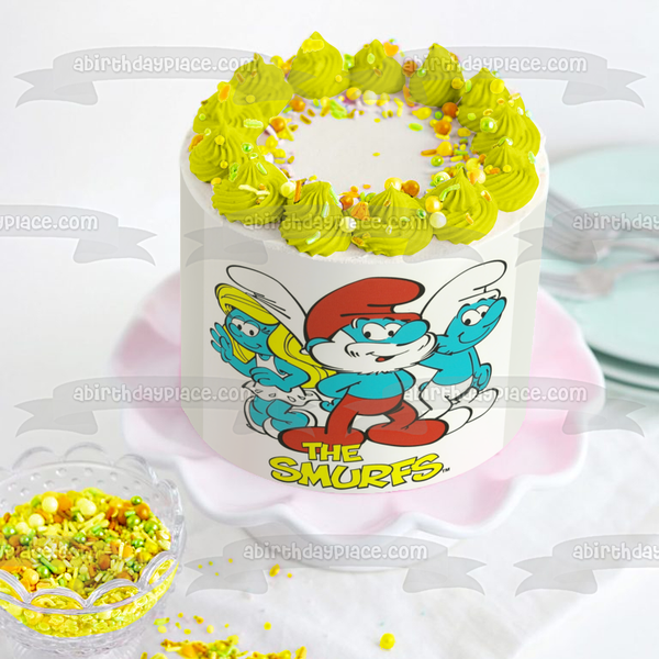 The Smurfs Papa Smurf Smurfette and Hefty Smurf Edible Cake Topper Image ABPID03576