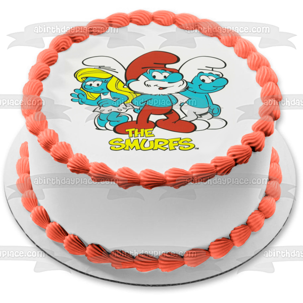 The Smurfs Papa Smurf Smurfette and Hefty Smurf Edible Cake Topper Image ABPID03576