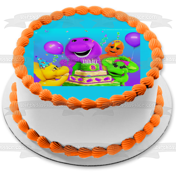 Barney Birthday Baby Bop Bj and Riff Edible Cake Topper Image ABPID03583