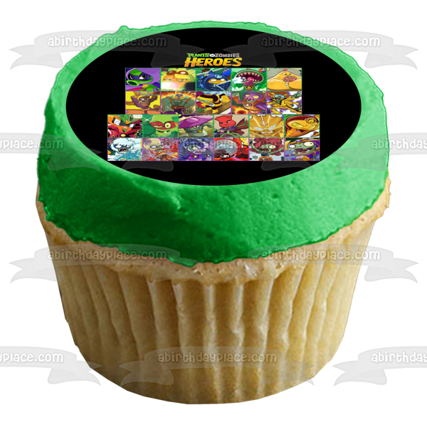Plants Vs Zombies Heroes Green Shadow Solar Flare Wall-Knight Chompzilla  and Spudow Edible Cake Topper Image ABPID03608