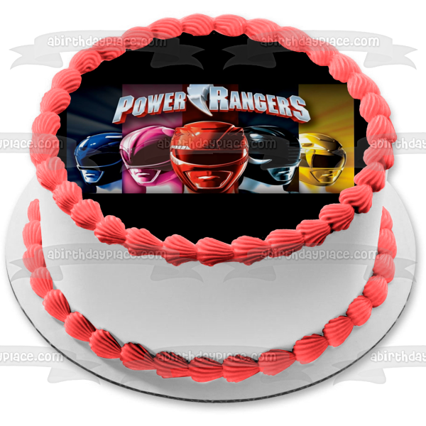 Power Rangers Red Ranger Gold Ranger Black Ranger Blue Ranger and Pink Ranger Edible Cake Topper Image ABPID03472