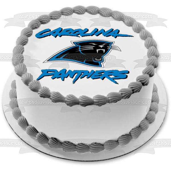Carolina Panthers Dark Logo Sports NFL Edible Cake Topper Image ABPID03473