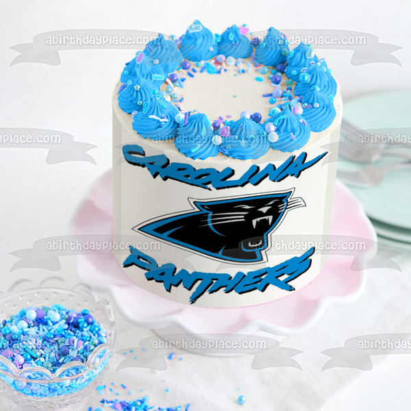 Carolina Panthers Dark Logo Sports NFL Edible Cake Topper Image ABPID03473