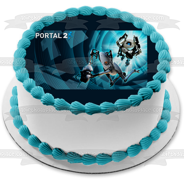 Half-Life Portal 2 Atlasand  P-Body Edible Cake Topper Image ABPID03615