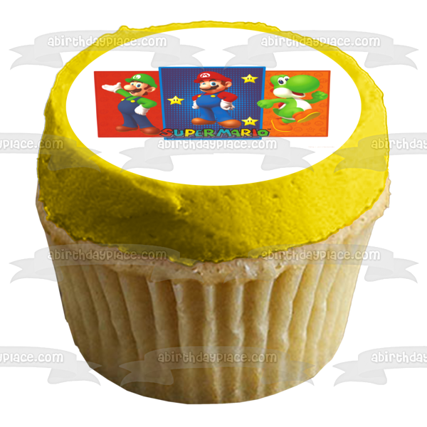 Super Mario Brothers Nintendo Luigi and Yoshi Edible Cake Topper Image ABPID03492