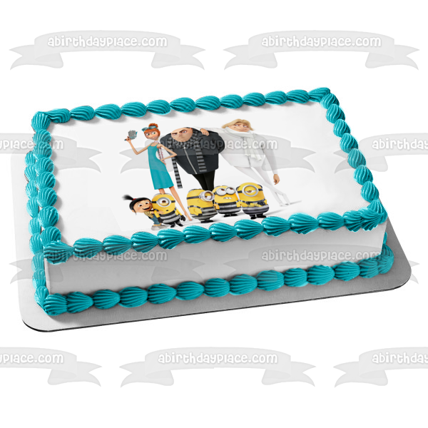 Despicable Me 3 Minions Felonious Gru Agnes Gru Lucy Wilde and Dru Gru Edible Cake Topper Image ABPID03498