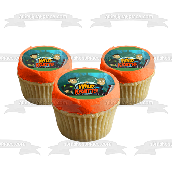Wild Kratts Logo Chris Kratt Martin Kratt and a Shark Edible Cake Topper Image ABPID03804