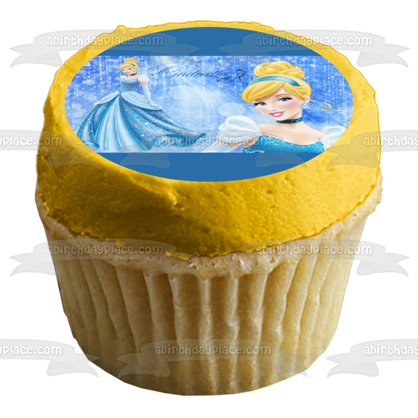 Princess Cinderella Glass Slipper Ballgown Edible Cake Topper Image ABPID03658