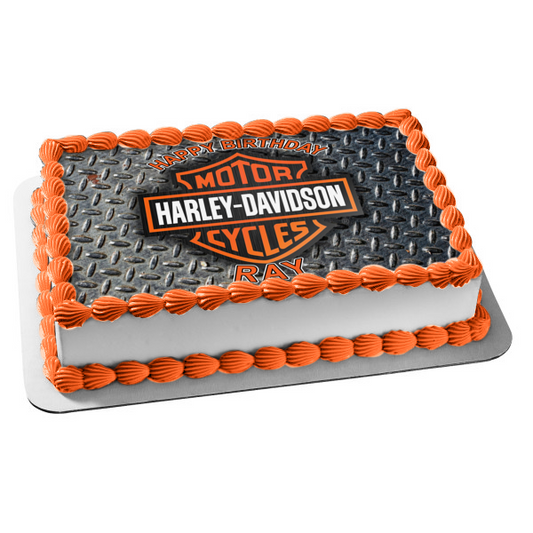 Harley-Davidson Motor Cycles Logo Edible Cake Topper Image ABPID03669