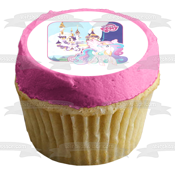 My Little Pony Logo Castle and Pinkie Pie Edible Cake Topper Image ABPID03674